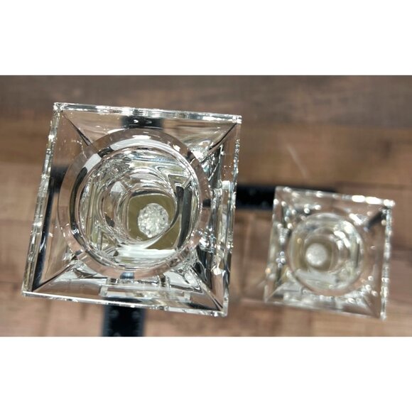 Set Of 2 Crystal Candlesticks with Crushed Gemstones B. T. Shalom Sparkle - Picture 5 of 5